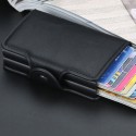 Fashion Men Anti RFID Double Layers Credit Card Holder PU Leather Metal ID Card Case Aluminum Card Protection Male Travel Wallet